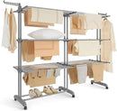 SONGMICS Clothes Drying Rack 4-Tier, Foldable Laundry Drying Rack 69.9-Inch Tall, Extendable Rods, Stainless Steel, Rolling Clothes Horses, Clothes Airer, Indoor Outdoor Use, Dove Gray ULLR704G01 by CozyNest Decor