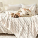 NEWCOSPLAY Super Soft Twin Blanket Ivory Premium Silky Flannel Fleece 3D Clouds Stylish Jacquard Lightweight Bed Blanket All Season Use 350GSM (Ivory, Twin(60"x80")) by CozyNest Decor