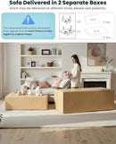 Queen Size Pull Out Sofa Bed, 2 in 1 Convertible Sleeper Sofa Couch with Pullout Bed, Memory Foam Mattress for Living Room Office, Space-Saving, Light Grey by CozyNest Decor