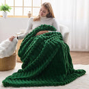 NEWCOSPLAY Faux Fur Twin Blanket Dark Green 3D Ribbed Plush Thick Warm Blanket for Couch Sofa Bed 850GSM (Dark Green Ribbed, Twin(60"x80")) by CozyNest Decor