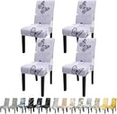 JQinHome Pattern Chair Covers for Dining Room Set of 4, High Stretch Removable Washable Parsons Chair Slipcover for Home Party Hotel Wedding Ceremony (Grey Butterfly,4PCS) by CozyNest Decor