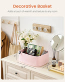 KALLAX Small Woven Basket, 13.5 x 9.5 x 5 Inches, Storage Basket for Organizing, Cute Small Rope Shelf Closet Cube Storage Bins Baskets for Shelves, Dog Toy Gift Baskets Empty, 3 Pack Light Pink by TinyTreasures Baby Boutique