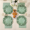 350 Pcs Green Gingham Plates and Napkins Party Supplies - Green and White Checkered Plates Sets Serve 50 Guests - Scalloped Gingham Paper Plate for Birthday Picnic BBQ Golf Party Decorations by CozyNest Decor