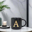 COLLECTIVE HOME - Monogram Ceramic Mugs, 15 oz Golden Initial Black Coffee Cups, Elegant Alphabet Tea Mugs, Elegant Personalized Mug with Gift Box, Unique Mug with Double Side Capital Lette (A-1) by CozyNest Decor