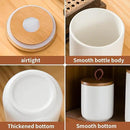 Ceramic Canister Set for Kitchen, 3pcs White Ceramic Kitchen Canisters for Countertop with Airtight Wood Lids, Large Flour and Sugar Containers for Coffee, Tea, Spice by CozyNest Decor
