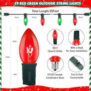25FT Red and Green Christmas Lights,C9 Incandescent Christmas Lights with 26 Bulbs(1 Spare),Hanging Outdoor Christmas Lights for Home Garden Yard Xmas Tree House Decorations by GreenHaven Gardens