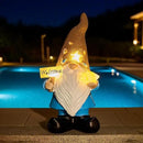 Solar Garden Gnomes Decor Outdoor Statue - Gnome Welcome Sign with LED Waterproof Sculptures Lights, Gnome Pond/Yard Statues Outside Decoration, Home, Lawn, Patio, Resin Ornament, Gardening Gift by CozyNest Decor
