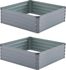 4x3x1ft(2 Pack) Galvanized Raised Garden Bed,Outdoor Planter Box Metal Patio Kit Planting Bed for Vegetables Flowers Herb,Grey by GreenHaven Gardens