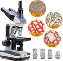 Swift SW350T Compound Trinocular Microscope,40X-2500X Magnification,Two-Layer Mechanical Stage,with 5.0 mp Camera and Software Windows/Mac Compatible and 5 PCS Prepared Slides and 5 PCS Blank Slides by TinyTreasures Baby Boutique