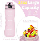 OLDLEY 25 oz Water Bottle, Motivational Water Bottle with Time Marker, Sports Water Bottle With Strap, Leakproof & BPA Free Large Water Bottles for School, Gym, Travel, Outdoor, Tritan,Pink by CozyNest Decor