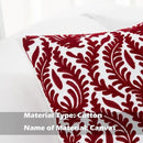 HWY 50 Burgundy Red Decorative Throw Pillow Covers 18x18 Inch (1 Piece), Embroidered Cotton Farmhouse Cushion Cover Pillow Case for Sofa Couch Living Room Bed Bedroon, Floral Branches by CozyNest Decor