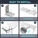 HLPB Folding Table Picnic Table, 8 ft Portable Camping Table with Handle and Safety Locks, Foldable Table Plastic Dining Table Indoor Outdoor for Camping, Picnic and Party by GreenHaven Gardens