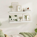 White Floating Shelves Wall Shelf 48 Inch, 8 Inch Deep Floating Shelf for Wall, Farmhouse Black Wood Shelves Invisible Bracket for Living Room, Bedroom, Kitchen, 48 x 9.3 x 1.4 Inch, Set of 2 by CozyNest Decor