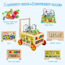 Wooden Activity Cube 7-in-1 Montessori Toy Multipurpose Educational Learning Toy for 1+ Year Old Baby Toddler Kid Boy First Birthday Gift Bead Maze Gear Number Animal Board Carrots Harvest Game by TinyTreasures Baby Boutique