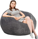 Bean Bag Chair with Faux Rabbit Fur Cover, 4 ft Giant Memory Foam Bean Bag Chairs for Adults/Teens with Filling,Ultra Soft Faux Fur Fabric, Round Fluffy Sofa by TinyTreasures Baby Boutique