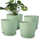 Plant Pots 8 Inch Set of 4, Flower Pots with Multi Mesh Drainage Holes, Planters for Indoor Outdoor Garden Plants and Flowers（Green） by GreenHaven Gardens