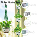 USLAI Macrame Plant Hanger Indoor Outdoor, Up to 4-15 inch Pot, Heavy 20lb Planters, Extra Long Strong Hanging Planter Basket Holder, Boho Home Decor, 35+72 Inch, Green (POTS NOT Included) by GreenHaven Gardens