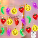 Couah [ 8 Modes & Timer ] 30 LED 16 Ft Summer Tropical String Lights Strawberry Grape Watermelon Lemon Banana Fairy Lights Battery Operated for Tropical Party Pool Beach Summer Decorations by CozyNest Decor