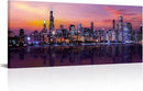 Fochorlo Large Chicago Canvas Modern City Skyline Wall Art Downtown Night Picture Prints Ready To Hang 20"X48" by CozyNest Decor