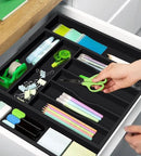 ROYAL CRAFT WOOD Luxury Bamboo Kitchen Drawer Organizer - Silverware Organizer - Utensil Holder and Cutlery Tray with Grooved Drawer Dividers for Flatware and Kitchen Utensils (9 Slot, Black) by CozyNest Decor