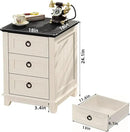 18" Farmhouse Night Stand with 3 Drawers, Wood End Table Dresser for Bedroom, White Nightstand, Bed Side Table with Metal Handle, Bedside Cabinet for Bedroom Living Room, Closet by CozyNest Decor