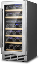 15 Inch Dual Zone Wine Refrigerator, 29 Bottle Under Counter Wine Fridge, Wine Refrigerator for Built-In or Freestanding, Wine Cooler with Removable Shelves, Double-Layer Glass Door, for Home by CozyNest Decor