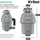 KRAUS WasteGuard High-Speed 1 HP Continuous Feed Ultra-Quiet Motor Garbage Disposal with Power Cord and Flange Included and Universal Mount, KWD200-100MGR by CozyNest Decor
