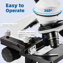 Microscope for Adults Kids,40X-2000X Monocular Microscope Kit for Home School Lab, 2 LED Lights & 5 Colors Kids Microscope with Phone Holder,10 Specimen Slides,20 Slides,100 Coverslips, Bag by TinyTreasures Baby Boutique