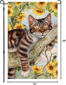 BLKWHT Summer Cat Garden Flag 12x18 Inches Double Sided for Outside, Sunflower Burlap Small Seasonal Yard Flag for Outdoor Decor BW640 by GreenHaven Gardens