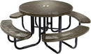 Heavy-Duty Portable Outdoor Picnic Table with Umbrella Hole, Punched Steel Commercial-Grade Patio Dining Furniture Made in America (46" Round Top, Textured Gold Vein) by CozyNest Decor