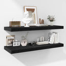 Fun Memories Floating Shelves - 2 Pack 12 Inch Rustic Wooden Wall Shelves - Extra Deeper & Thicker Wall Mounted Storage Shelf for Living Room, Kitchen, Farmhouse - 36" W x 12" D x 1.8"H - Rustic Black by CozyNest Decor