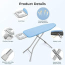 Yaheetech Foldable Ironing Board, Heavy Duty Iron Board with 9 Adjustable Heights, 4 Layer Cover and Safety Iron Rest, 52X14 Compact and Space Save Iron Board for Home Laundry Room Use, Blue by CozyNest Decor