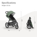 UPPAbaby Ridge Jogging Stroller/Durable Performance Jogger with Never-Flat Tires/Built for Walking, Running, Hiking/Water Bottle Holder & Basket Cover Included/Gwen (Green Mélange/Carbon Frame) by TinyTreasures Baby Boutique