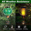 Green Leaf Hot Air Balloon Solar Lantern with Flickering Flame Light,Glass Hanging Solar Lanterns Outdoor Waterproof Hot Air Balloon Decor for Patio Party Yard Tree,Garden Gifts for Women Mom by GreenHaven Gardens