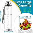 OLDLEY 32 oz Water Bottle, Motivational Water Bottle with Time Marker, Sports Water Bottle With Strap, Leakproof & BPA Free Large Water Bottles for School, Gym, Travel, Outdoor, Tritan, Transparent by CozyNest Decor