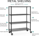 IZEUK Garage Shelving Wide Storage Shelves 4 Tier Metal Shelves 3200 LBS Heavy Duty Adjustable Utility Shelf Rack Black 23.6" D x 53.1" W x 73.6" H by CozyNest Decor