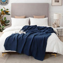 EMME Cotton Muslin Blanket King Size - Soft, Breathable Layering Blanket, 108"x90", All Season Gauze, Navy by CozyNest Decor