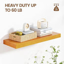 Honey Oak Brown Floating Wall Shelves 24 Inches Long x 8”x 1.4” Wooden Shelf Floating Rustic Farmhouse Decor, Heavy Duty Shelf Hold 60 lbs, Wall Shelves for Bathroom Living Room Kitchen Bedroom Office by CozyNest Decor