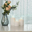 Homemory Clear Glass Flameless Candles, Pure White Wax Battery Operated Candles, LED Pillar Candles with Remote Control and Timers, D3 H4 5" 6", Set of 3 by CozyNest Decor