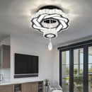 Flashing God 16 Inch Mini Chandelier Modern Crystal Chandeliers Light Semi Flush Mount Ceiling Light Fixture Small Black Chandelier for Bedroom Hallway Kitchen Foyer by CozyNest Decor