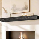 72x8x5 Fireplace Mantel - Handcrafted Hollow Rustic Solid Wood Wall Mounted Floating Shelf with Invisible Heavy Duty Wood Bracket (Weathered Black) by CozyNest Decor