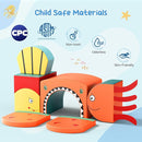 Lischwert Foam Climbing Blocks for Toddlers, Shark Theme Baby Climbing Blocks Soft Play Climbing for Toddlers with Foldable Block and Tunnel Indoor Climbing Toys for Toddler 1-3, 6 Pieces by TinyTreasures Baby Boutique