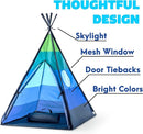 USA Toyz Happy Hut Teepee Tent for Kids - Indoor Pop Up Teepee Kids Playhouse Tents for Boys, Girls, Toddlers with Portable Storage Bag (Blue) by TinyTreasures Baby Boutique