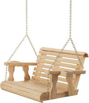 Amish Casual 3 Foot Roll Back Porch Swing with Cup Holders in Unfinished - Amish Made in The USA from Treated Pine Heavy Duty 700 Lb. Weight Capacity by GreenHaven Gardens