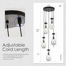 5-Light Raindrop Pendant Light Fixtures, Black Glass Pendant Lighting, Teardrops Modern Hanging Light for Entryway Foyer Kitchen Island Dining Living Room Hallway by CozyNest Decor