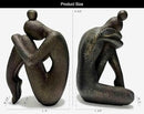 Unique Decorative Girl Thinker Bookends, Book Stopper Holder Nonskid, Book Ends for Shelves Living Room Office Home Decor, Resin, 1Pair/2Piece 6.5'' by CozyNest Decor