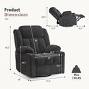 Rocker Swivel Recliner Chair for Adults, Overstuffed Large Manual Recliner Glider with Massage and Heat, Comfy Soft Fabric Living Room Reclining Sofa Chair (Black Fabric) by CozyNest Decor