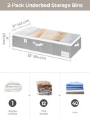 StorageWorks Large Under Bed Storage Containers with Handles and Label Holder, 2 Pack Ultra-thick Fabric Underbed Bins, Closet Organizer for Clothes, Blankets, Sweater by CozyNest Decor