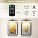 Battery Operated Picture Lights for Wall, Wireless Painting Lights Dimmable Artwork Lighting with Remote and Timer, Rechargeable Art Lights for Paintings-Brushed Grey 16'' inch Warm White by CozyNest Decor