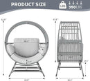 Egg Chair Outdoor Indoor, Oversized Rattan Chair with Thicken Cushion, 350LBS Capacity Wicker Patio Lounge Chair, Basket Chair for Living Room Balcony Porch Backyard, Grey/Light Grey by CozyNest Decor